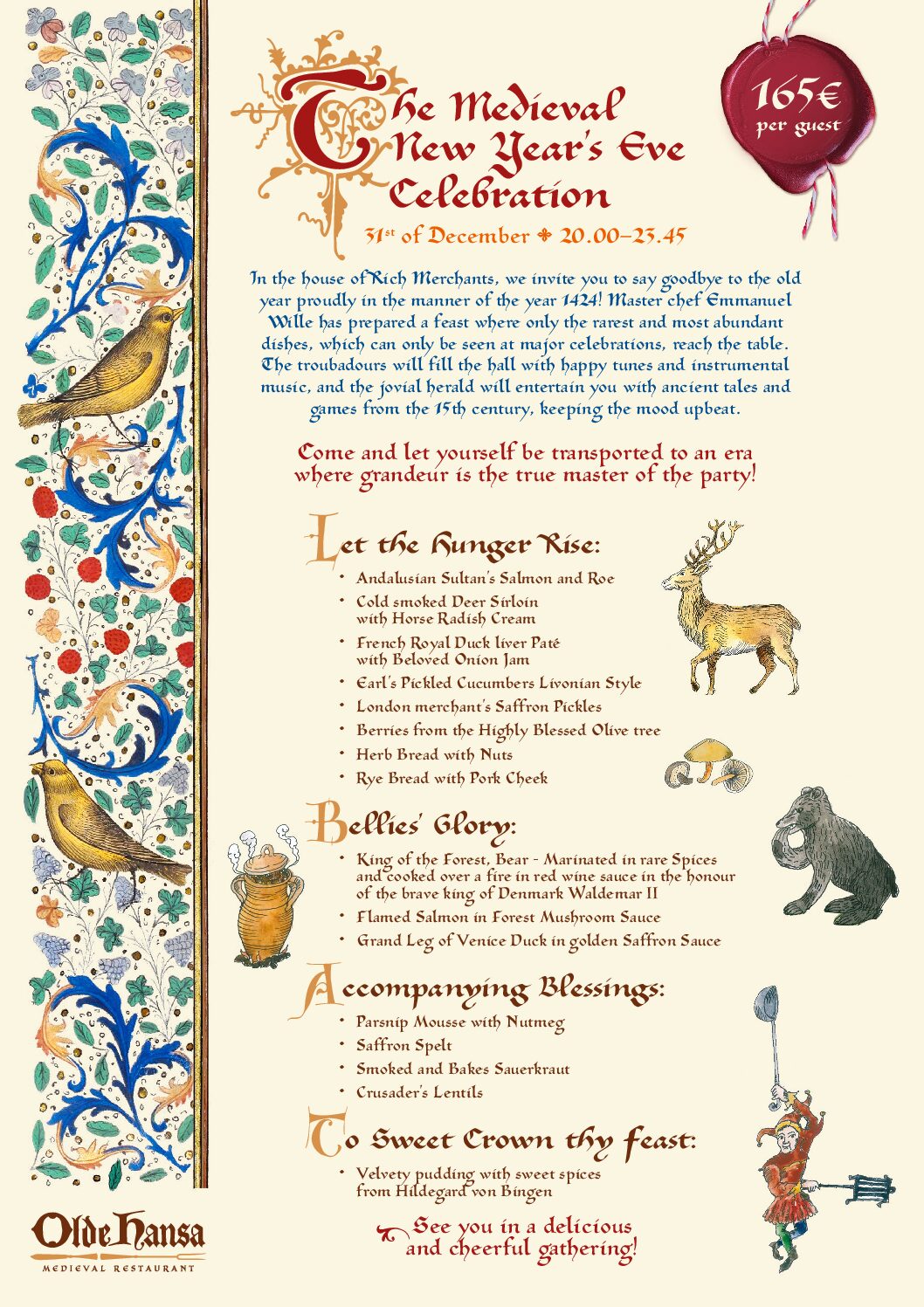 New Year’s Eve 2024 feast + program